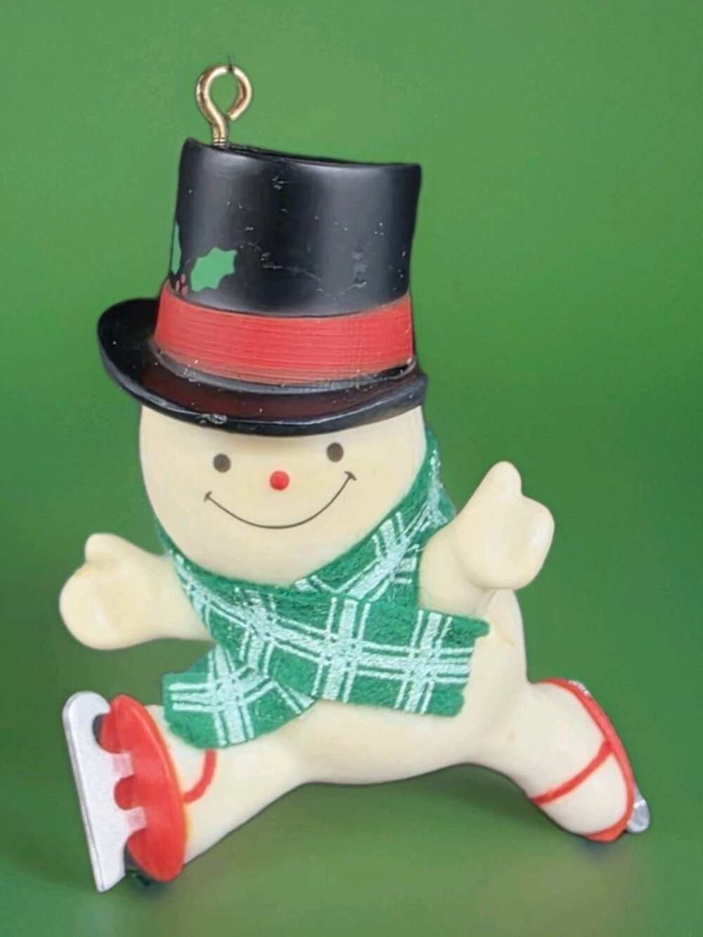 Vintage Skating Snowman Christmas Ornament Tree Trimmer Collection 1970s Kitschy
